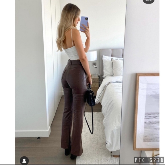 NWT Zara Faux Leather Pants With Slit - Picture 13 of 13